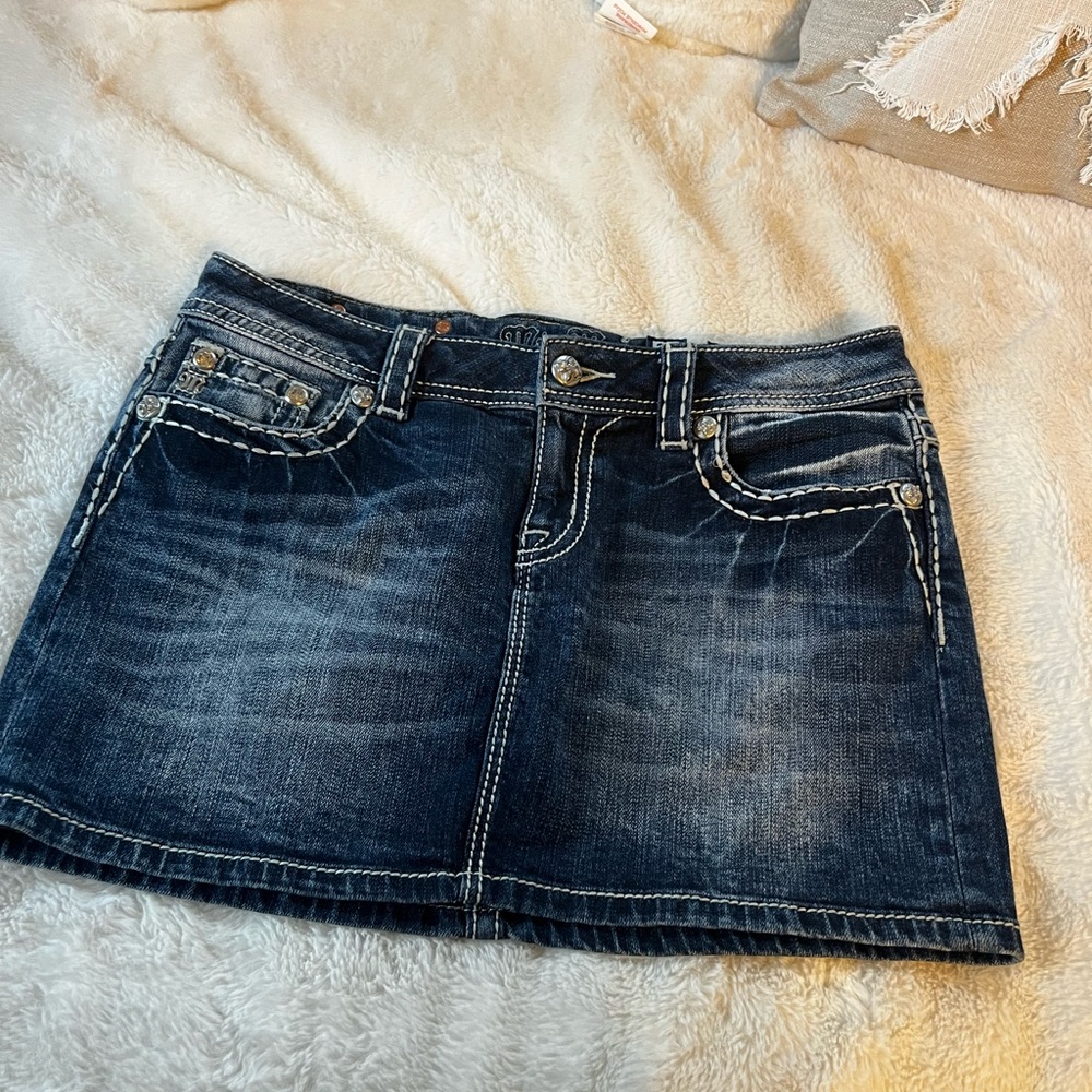 Miss Me Blue Mini Skirt Casual Night Out